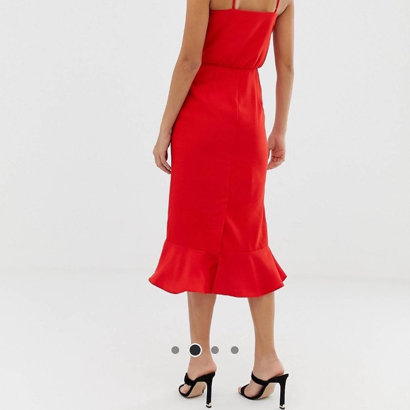 NWT ASOS x Oasis Cami Midi Dress w Square Neck Red - Picture 4 of 7